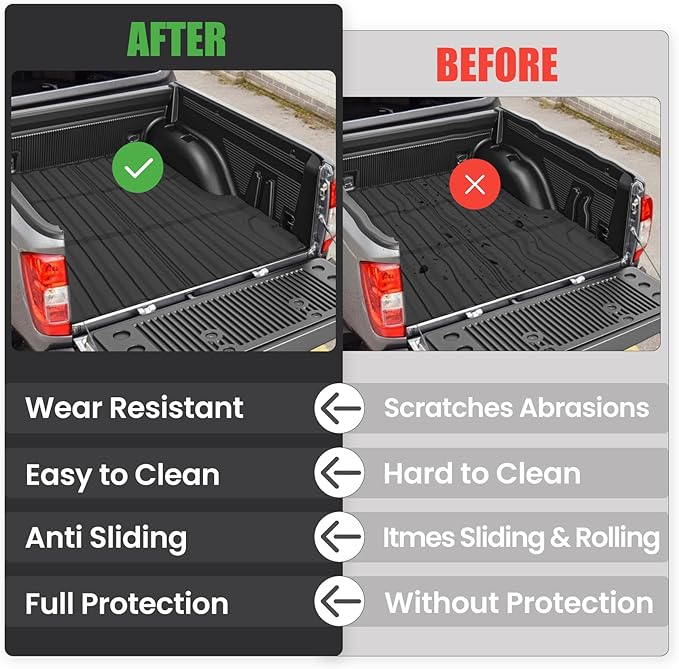 AUXKO All Weather Truck Bed Mat for Chevrolet Chevy Colorado & GMC Canyon 2026 2025 2024 2023 5FT Bed Vehicle Cargo Liner Colorado Canyon Accessory