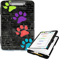 Clipboard with Storage High Capacity Plastic Nursing Clipboards with Pen Holder File Folder Storage Box Clipboard with Heavy Duty Clips for Teacher,Doctor,Offices-Paw Prints