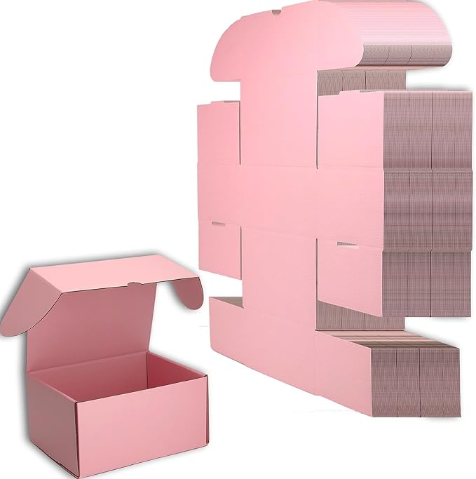 8x6x4 inches Small Shipping Boxes Set of 25 - Pink Mailer Corrugated Cardboard Boxes for Shipping Packaging Mailing Products