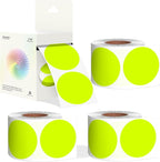 2 - Inch Round Fluorescent Yellow Color - Coding Stickers,4 Rolls, 2000 PCS Multipurpose Strong - Adhesive Labels for Office,Inventory,Organizing