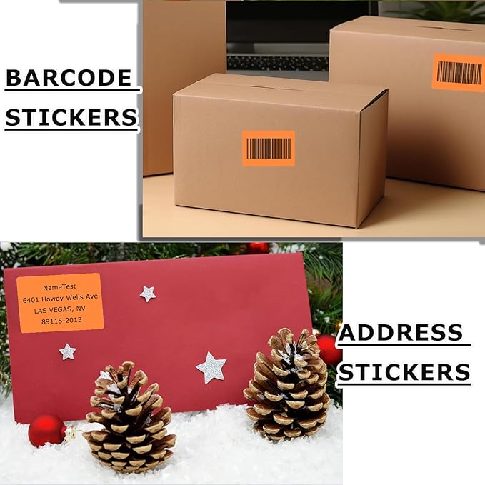 3" x 2" Thermal Labels Stickers Orange, Thermal Printer Shipping Stickers, Multipurpose Inventory Self-Adhesive Direct Thermal Label for Small Business (500 Labels/Roll)