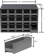 Akro-Mils Steel Garage Storage Cabinet, Small Parts Organizer Metal Cabinet for Hardware, Nails, Screws, Bolts, Nuts, and More, 17" W x 11" D x 11" H, 15-Drawer, Gray Cabinet/Gray Drawers (19715)