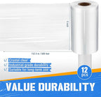 Frienda 12 Pcs 5 Inch Plastic Stretch Wrap Film Roll 500ft Clear Mini Moving Plastic Wrap Roll with Handle 80 Gauge Shrink Wraps Industrial Strength Shrink Film for Moving, Packing, Self Adhering