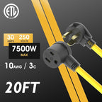TOOLIOM 30A 10AWG 20FT Welder Extension Cord 6-50P to 6-50R Heavy Duty Power Extension Cord for Welding Machines with ETL Approved