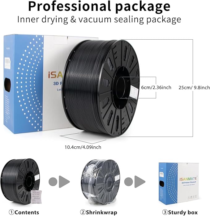iSANMATE ASA Filament 1.75mm Black 3KG, UV & Weather Resistant 3D Printer Filament Perfect for Outdoor Functional Parts, Dimensional Accuracy +/- 0.02mm, 3kg Spool