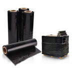 APQ 4 Rolls of Blown Hand Stretch Film 15" x 1500'. Black Hand Stretch Wrap, 80 Gauge. Tear Resistant Residue Free Film for Moving, Shipping, Wrapping. Industrial Grade Pallet Shrink Wrap Film.