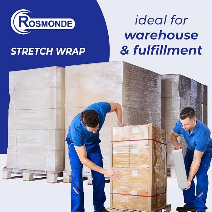 Rosmonde 18" Plastic Wrap for Moving, 20 Pack, 18" x 1500 ft Shrink Wrap, 80 Guage Thick, 9.4 lbs/Roll, Premium Shrink Wrap Roll, Hand Bulk Stretch Wrap, Heavy Duty Stretch Film for Moving & Pallets