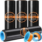18" x 1500' Stretch Film Shrink Wrap Roll - Black Plastic Wrap for Moving, Heavy Duty 80 Gauge, 600% Stretch for Packing, Pallets, Shipping&Furniture Protection with Handles(4 Rolls)