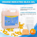 Desiccant Beads – 2.4 LBS Silica Beads with Orange Indicating Silica Gel, Premium Silica Gel Beads 3-5mm Industry Standard, Rechargeable Desiccant Used for 3D Filament