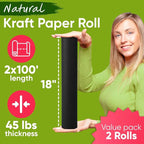 18" x 1200" (100 ft) Black Kraft Paper Roll (Value Pack of 2), 45 lbs Thickness, Made in USA Colored Craft Paper for School, Bulletin Board - Odorless, Non-Toxic, Safe for Kids