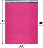 Hot Pink12.5x19.5 Inch Large Poly Bubble Mailers #6 | Padded Envelopes with Self Seal | Air Lined Cushioned Bubble Mailer | Usable Size 12.5x15 | 50 Pack Bulk | Lightweight shipping Bags