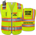 BeautyWill Custom Logo 10 Pockets Safety Vest Class2 ANSI Certified High Visibility Reflective Vest
