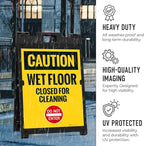 Caution Wet Floor Closed For Cleaning Do Not Enter Sidewalk Sign Kit, 18x24 Inches, With A Frame Stand, Made in USA