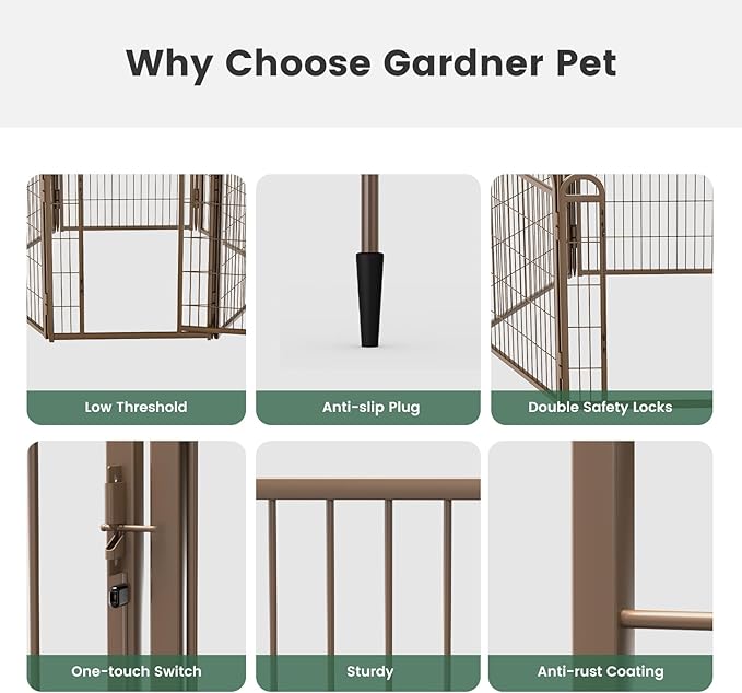 Decorative Garden Fence 24in(H) x44in(L), Thicken 2 Panels Metal No Dig Outdoor Dog Fence for Yard,Heavy Duty Animal Barrier for Dog and Rabbit, Garden Border Fence, Brown