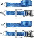 2PACK Ratchet Straps Heavy Duty, 8000 LBS Break Strength Ratchet Strap Tie Down, 2” x 27ft Blue Tie-Down Ratcheting Cargo Truck Straps with Durable Double J Hook for for Truck (Blue, 2IN X 27FT)