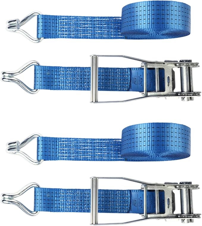 2PACK Ratchet Straps Heavy Duty, 8000 LBS Break Strength Ratchet Strap Tie Down, 2” x 27ft Blue Tie-Down Ratcheting Cargo Truck Straps with Durable Double J Hook for for Truck (Blue, 2IN X 27FT)