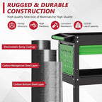 3 Tier Rolling Tool Cart on Wheels, Heavy Duty Industrial Utility Cart Service Cart with Drawer and Screwdriver Rack Pegboard, 550 LBS Mobile Tool Storage Organizer for Workshop, Garage(Green-Black)