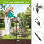 ADAVIN Garden Fence Animal Barrier with Gate 32 in(H)×17.5 Ft(L) 8 Panels,Rustproof Metal Wire Tall Fencing Border for Dogs Rabbits,Outdoor no dig pet Fences,Black Flower Edging for Yard,Arched