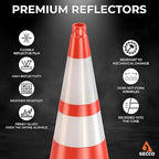 GECCO ™ (162 Cones per Pallet) 28 Inch 7 Lb Heavy Duty Orange Traffic Cones in Bulk | Durable Safety Cones, Orange Cones, Parking Cones, Construction Cones | PVC Plastic & Black Base - [PRO Series]