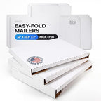 White Mailing Boxes 12"x10.5"x2", Pack of 25, USA-Made - Strong, Easy to Fold Cardboard Boxes for Secure Storage, Shipping and Moving - Water-Resistant and Snug Fit Cardboard Mailers by IDL Packaging