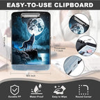 Clipboard with Storage,Heavy Duty Plastic Storage Clipboard with Low Profile Clip,Teacher Must Haves,Office Supplies,Nebula/Galaxy Wolf Moon