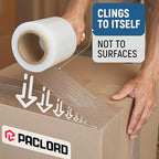 5" x 1000’ Industrial Strength Stretch Wrap, Ready to Use Pack of 8 Mini Rolls with one Handle, Clear Plastic Film, 80 Gauge Thick, 500% Elongation – Heavy-Duty Shrink Wrap for Moving, Packing