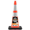 Xpose Safety 28 Inch Orange Slim Line Traffic Cones with 6" & 4" Collars, 1 Pack Multipurpose PVC Plastic Safety Cone for Parking, Soccer, Caution, Kids and Construction - DOT Approved