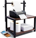 Label Holder for Rolls and Fan-Fold Labels - Wood Thermal Sticker Holder for Desktop with Hook,Shipping Label Dispenser Stand for Home Office and Small Businesses