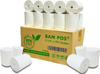 BAM POS 3 1/8" x 190' Thermal Receipt Paper Rolls For Most POS Systems and Receipt Printers, Compatible With Clover Station, Square Station, Toast Station, TM-T88, TSP Series (30 Rolls)