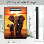 Clipboard with Storage,Office Supplies Nursing Clipboards Folder with Pen Holder Plastic Foldable Clip Board with Storage for Nurse Teacher,Sunset Elephant