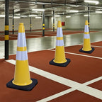 8 Pack 28 Inch Yellow Traffic Cones Heavy Duty with Black Base, Perfect for Large Field Sports, Construction Sites, Parking Control (8, Yellow, 28 Inch)