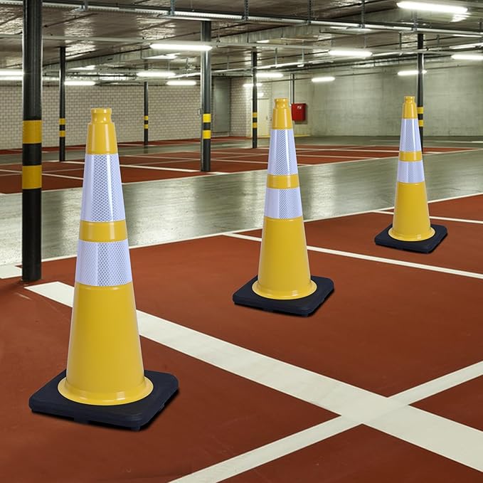 360 Pack 28" Yellow Traffic Cones with Black Base – Heavy Duty Bulk Cones for Construction Sites, Commercial Areas, and Event Safety (360, Yellow, 28 Inch)