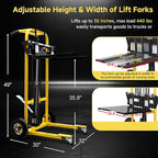 Hydraulic Material Lift, Pallet Jack Table Cart- 480-Lb. Capacity, 35in Lift. with Swivel Wheels, Steel Platform Board (03 Yellow, 480 LB)