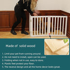 ZJSF Freestanding Indoor Dog Gate for House Foldable Wood White Puppy Gate for Doorways Pet Gate for Stairs Extra Wide Pet Fence 32" Height 3 Panels