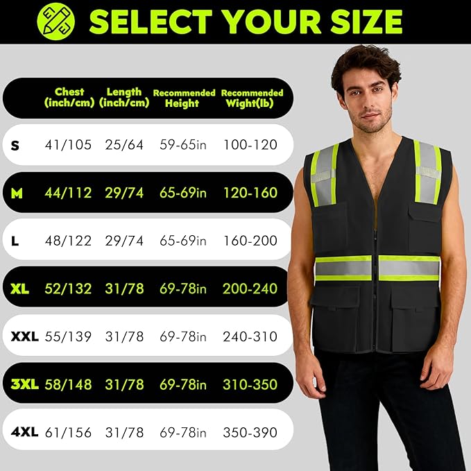 BeautyWill 10/20 Pack Custom Logo Safety Vest,Bulk High Visibility Class 2 Reflective Work Vests