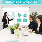 JILoffice Large Foldable White Board 60x40 Inches, Dry Erase Magnetic White Board, Silver Aluminum Frame with 2 Detachable Marker Tray Wall Mounted Board for Office Home and School