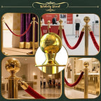 6Pcs Gold Stanchion Post Queue Velvet Ropes and Posts with Soild Base and 4pcs 5 Ft Red Velvet Ropes Carpet Ropes Posts Stanchion Set Crowd Control Barriers for Party Supplies