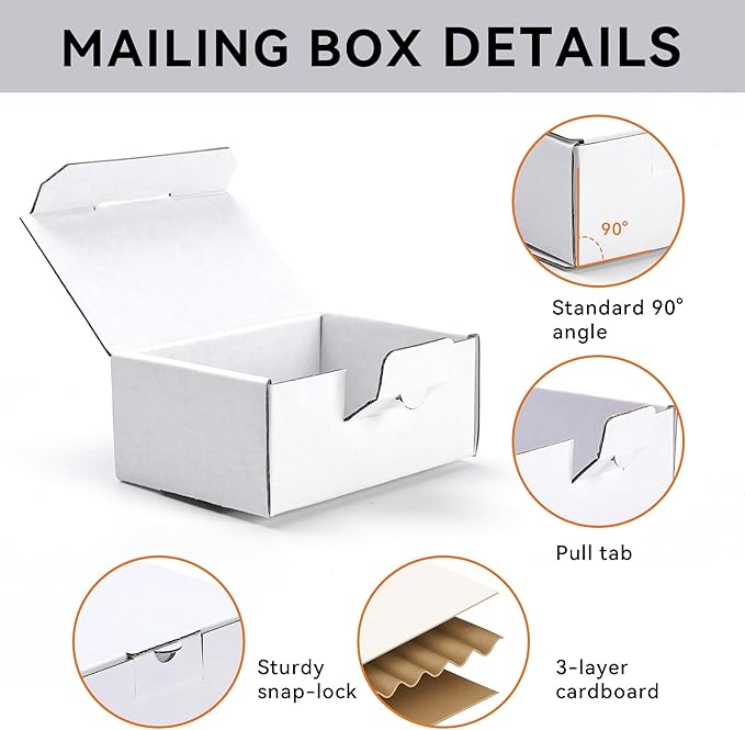 Small Shipping Boxes 3.5x2.2x1.6 Inches, 10-Pack White Corrugated Cardboard Boxes for Mailing, Storing, Gift Packaging
