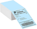 4"x6" Blue Direct Thermal Labels, 500 Fanfold Shipping & Address Label Paper, Self-Adhesive Stickers for Thermal Printer, 1 Stack