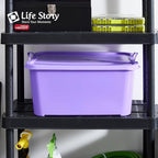 Life Story 6 Pack Light Duty Stackable Storage Bin, 55 Quart Home Organizer, Versatile Lightweight Locking Bins with Carrying Handles, Purple