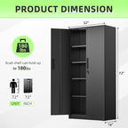 Crownland 72" Metal Storage Cabinet, Lockable Garage Storage Cabinets, High Office Cabinet with Adjustable Shelves for Garage, Home Office, Classroom, Pantry(Classic Black-Narrow Size)