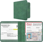 CoBak Car Registration and Insurance Holder - Small and Lightweight Vehicle Glove Box Car Organizer, Auto Truck Comparment Accessories Case for Essential Document, Driver License (Emerald)