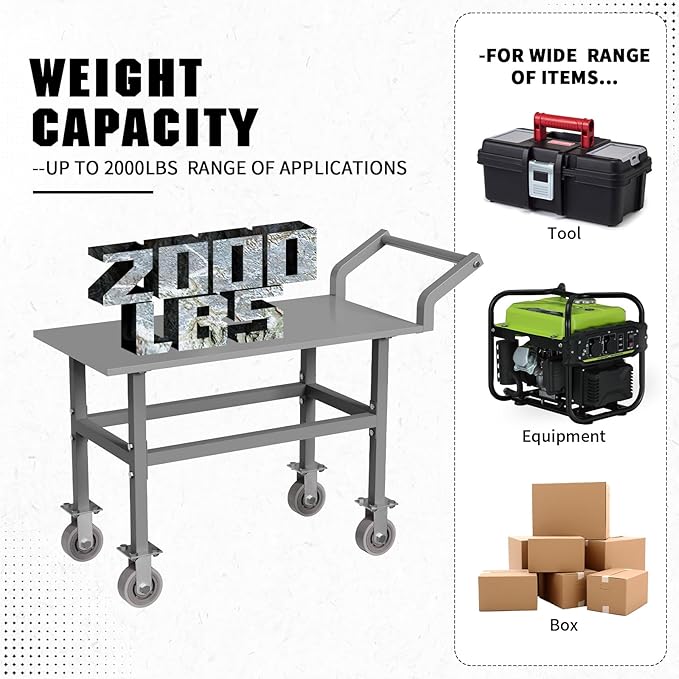 Work Height Platform Truck Cart, 2000LBS Weight Capacity Platform Cart with 5Inch Caster Provide Comfortable 28 Inch Working Platform Allow to Transport and Perform Easily Without Excessive Bending