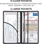 Cacturism Car Registration and Insurance Holder with Magnetic Shut, Vehicle Glove Box Car Organizer, Men Women Interior Car Accessories for Cards, Essential Document, Driver License, Black