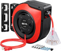 DEWENWILS Retractable Cord Reel, 60FT Heavy Duty Extension Cord, 12AWG/3C SJTOW, 3 Grounded Outlets Lighted Triple Tap, 15A Circuit Breaker, Wall/Ceiling Mounted for Garage, Workshop, UL Listed, Red