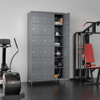 72" inch Employee Locker, Tall Metal Storage Locker with 18 Doors for Employees School Hospital Garage Gym Home Office with Hooks Requires Assembly (Dark Gray)