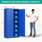 SISESOL Blue Metal Storage Cabinet with 6 Shelves,71" Garage Storage Cabinet with Lock,6 Tier Steel Cabinets with Locking Doors,Lockable Cabinets for Home,Office,Shop,Garage