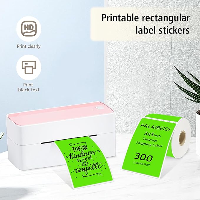 3x5 Inch Thermal Label Stickers,300Pcs Waterproof Rectangle Labels for Storage Bins,Moving Boxes,Address & Inventory Organization,Small Business Labeling,Light Green