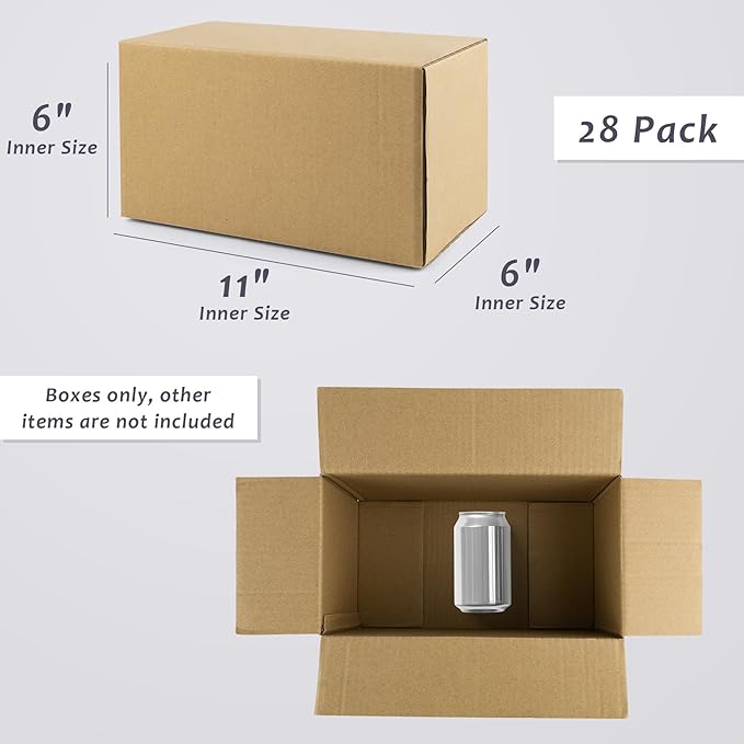 Frametory 11x6x6 Pack of 28 Corrugated Cardboard Packing Shipping Mailing Moving Carton Boxes, Brown