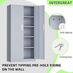 SUNCROWN 72" Metal Storage Cabinet - Heavy-Duty Metal Garage Cabinet with 4 Adjustable Shelves & 2 Doors for Tools, Office, Home, Workshop,Cement Grey-Small